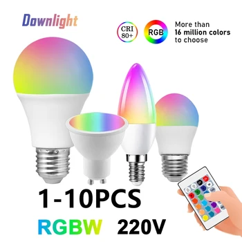1-10 지능형 RGBW 전구 GU10E27E14 24 키 적외선 원격 제어 AC110V230V6W10W 색상:흰색 빛을 흐리게 하기