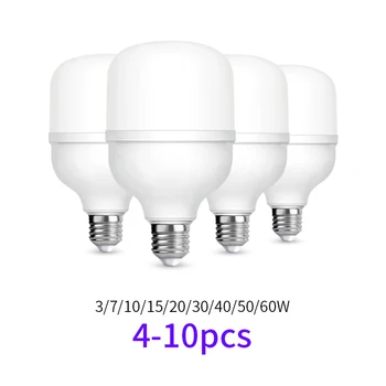 4-10 개의 LED 전구 AC220V E27LED 램프 60W40W50W20W30W10W15W7W3W Lampada LED Bombilla 스포트 라이트 조명 램프