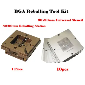 10 개 90x90mm Universal BGA Reballing 스텐실 80mm90mm 알루미늄 합금 BGA Reballing Station BGA Tin 고정 도구 키트
