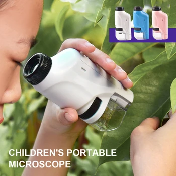 미니 포켓 현미경 Kit60-120x Lab 휴대용 현미경을 배터리 전원을 현미경을 가진 LED 가벼운 아이 과학 Microscop