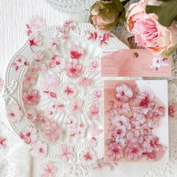NEDIE40pcs/팩 꽃 스티커 귀여운 수채화 정크 Journal 콜라주는 문방구 장식 일기 DIY 꽃 스티커