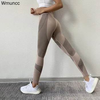 Wmuncc2022 여성 휘트니스 요가는 바지 에너지를 원활한 레깅스 체육관 허리까지 밀어 스포츠 운동 Gymwear 얇은 스타킹 스트레치