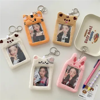 3inch 귀 베어 개 토끼 인형 포토 카드 홀더를 k-pop 아이돌 사진 홀더는 소녀 귀여운 Keychain ID 용 보호자는 문구