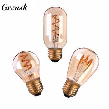 Grensk 나선형 에디슨의 전구 Led 가동 가능한 황색 색조가 복고풍의 Led 램프 전구 빈티지 E27 2200k LED 디 밍이 가능한 조명 G45T45