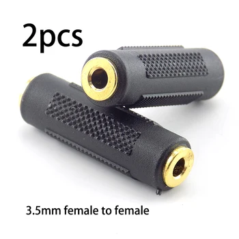 2pcs3.5mm 여성에게 여성 어댑터는 스테레오 오디오 잭 연결기 여성 플러그 커넥터 소켓 골드 도금