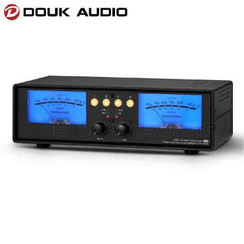 Douk 오디오 4-way MIC+온라인 이중 아날로그 VU 미터 DB 판의 소리는 오디오 레벨 미터 분배기 Switcher 상자 음악 스펙트럼 분석기