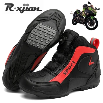 R.xjian-오토바이 방수 신발에 대한 남성,높은 최고의 가죽 부츠,실외,비 미끄러짐,고품질,사이클링,스포츠,36-48