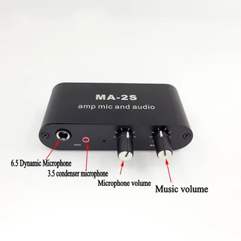 6.5mm 다이나믹 마이크 3.5mm 콘덴서 마이크 앰프의 헤드폰 증폭기 음악 오디오 프리 앰프를 혼합하 보드 MA-2S
