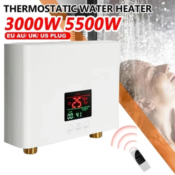 110V/220V 즉시 물 히터 욕실 주방 벽면 장착된 전기 물 히터 LCD 온도 표시와 원격 제어