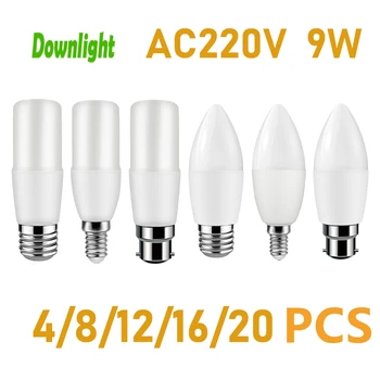 4-20Pcs LED 촛불 램프 9W E27E14B22Led 전구 Bombillas AC220V 빈티 램프 Office 장식 조명을 위한 객실