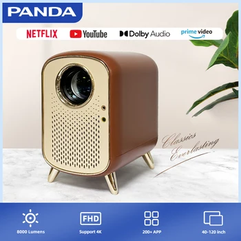 PANDA Stella 휴대용 8000 루멘을 4K 똑똑한 영사기 소형 5G WIFI Bluetooh 부 1080P Full HD Netflix Dolby LED 큰 화면