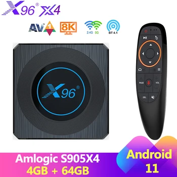 X96X4 스마트 안드로이드 TVBOX RGB 가벼운 안드로이드 11Amlogic S905X4 4G32G64G 듀얼 와이파이 AV1 4K BT2G16G 미디어 플레이어 고정되는 최고 상자