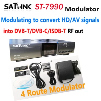 Satlink ST-7990 디지털 방식으로 RF 변조기 4 로 DVB-T Modulator 변환 HD/AV 신호로 DVB-T/DVB-C/ISDB-T RF 밖에 WS-7990