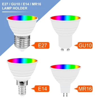 RGB 전구 E27LED 스마트 램프 220V 다채로운 전구 E14 색 빛 MR16 는 스포트라이트 GU10 분위기는 가정 장식을 위한 주도