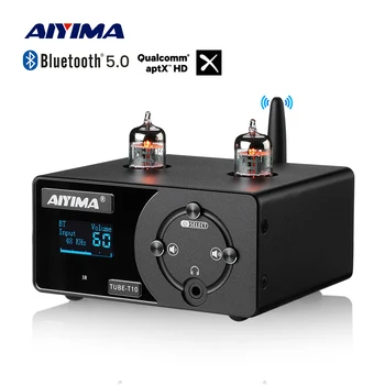 AIYIMA 하이파이,튜브 증폭기 블루투스 5.0Pre-앰프 스테레오 헤드폰 증폭기가 있는 USB DAC 디코더 APTX 동축 광이 입력 T10