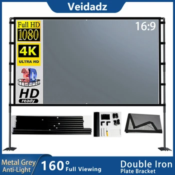 VEIDADZ 프로젝터의 화면을 대를 가진 반대로 회색 빛 60-120inch Foldable 철판 두 부류 스크린을 가진 휴대용 가방