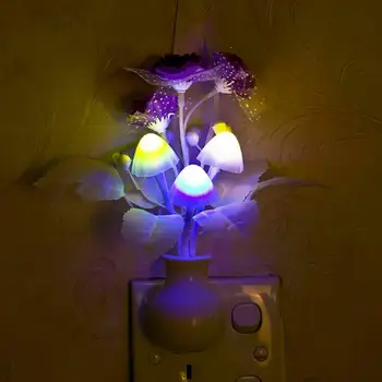 Led w/스마트 센서 플러그는 밤에 아이들을위한 조명 성인을 귀여운 버섯 밤 빛 침실 가정 장식 빛 벽 램프