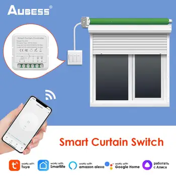 Aubess Tuya WiFi 스마트 라이프 스마트 커튼 스위치 롤러 셔터 블라인드 모터 회전 셔터 문 Amazon Alexa Google 홈