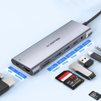 4K HDMI 긴 케이블 Docking Station USB C Hub Type-C USB3.0 카드리더기 충전 어댑터 MacBook Pro 공기 노트북 Splitter