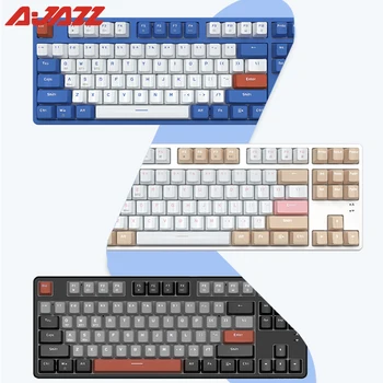 Ajazz Ak871 2.4G 무선 게임 기계식 키보드 87 키 핫 스왑 블루투스 키보드 PBT 캡 게임에 대한 노트북 Pc
