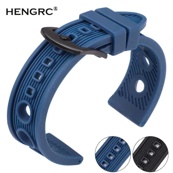 고무 실리콘 시계 줄 결박 검은 파란 부드러운 스포츠 다이빙 Watchbands 팔찌 실버 버클 시계는 액세서리