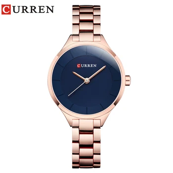 CURREN 최고 브랜드 시계 스테인리스 스틸 밴드 쿼츠 여성 손목 시계 여성 선물 시계 스포츠 패션