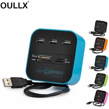 OULLX USB2.0 허브 콤보 Splitter3 포트 Docking Station 모든에서 하나 SD TF M2MS/MS Pro Duo 카드리더기 어댑터 노트북 PC