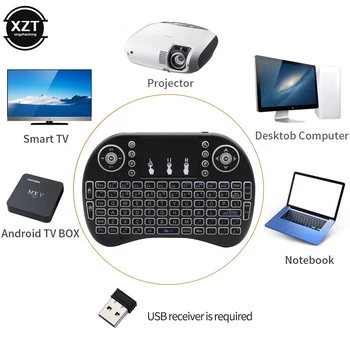 I8 무선 키보드 백라이트 2.4ghz 소 영어 러시아어 키보드 터치 패드 공기 쥐 원격 제어를 위한 노트북 프로젝터 텔레비젼 상자