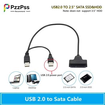 PzzPss USB SATA 케이블은 USB2.0 2.5 인치 HDD7+15pin SATA 하드 드라이브는 케이블 어댑터 SATA SSD&HDD 컴퓨터 노트북