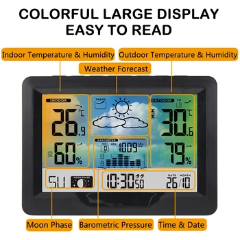 무선 weather Station 실내외 일기 예보 Station 야외 센서 디지털 방식으로 온도와 습도 측정