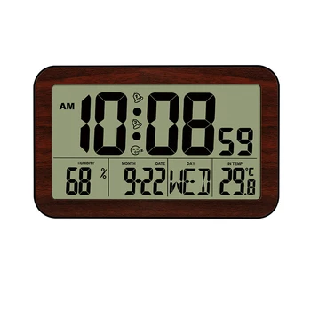 다기능의 대형 LCD 디스플레이 알람 시계 디지털 온도계와 습도계는 벽 시계 가정 훈장 Reloj de 깎았