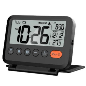 NOKLEAD 홈 접 미니 여행용 시계 디지털 방식으로 LCD 여행 온도계 시계를 여행하기위한 알람 시계 휴대용 시계 화