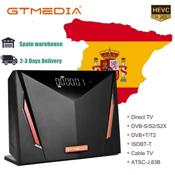 GT 미디어 V8UHD4K 위성 암호해독기 DVB-S2X+T2 수신기와 스마트 카드 슬롯을 지원 m3u,H.265HEVC/WiFi 재고 스페인에서 CZ