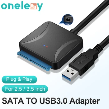 Onelesy SATA USB3.0 어댑터 USB3.0SATA 컨버터 케이블을 지원 2.5 3.5 인치용 HDD SSD 하드드라이브 외부 PC 액세서리