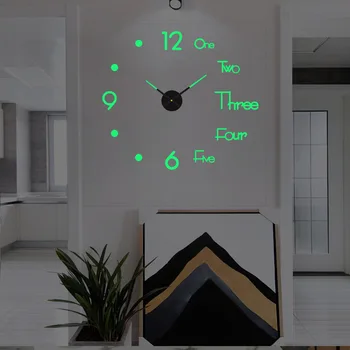 창조적 간단한 빛나는 디지털 DIY 계 펀치 벽 스티커 시계 자동 벽 시계 거실 Office 벽 장식