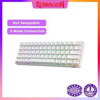 Redragon K530 프로 용족 61 키 60%무선 RGB100%핫 스왑 Socket 기계적 블루투스 키보드/2.4Ghz/유선 3-드