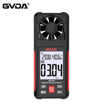 GVDA 디지털 풍속계 휴대용 바람의 속도 측정기는 공기 속도 측정 Windmeter LCD 백라이트 표시 온도 습도 측정기