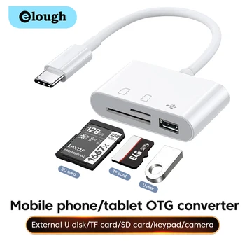Elough TF CF SD 메모리 카드 리더형 C 어댑터 USB C 카드 접합기를 위한 맥북 Huawei 삼성 테크 OTG 작가 컴팩트 플래시