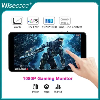Wisecoco7 인치 1920x1080FHD 휴대용 모니터 터치 IPS HDMI 컴퓨터 유형 C 게임 디스플레 노트북 PC 라즈베리 파이 PS4XBox