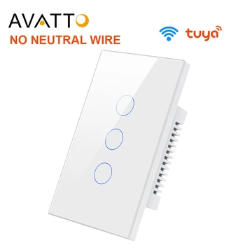 AVATTO Tuya WiFi 스위치지 않 중립 와이어 필요한,RF433 스마트 홈 Interruptor 빛이 우리 스위치 1/2/3 작품에 대한 Alexa Google 홈