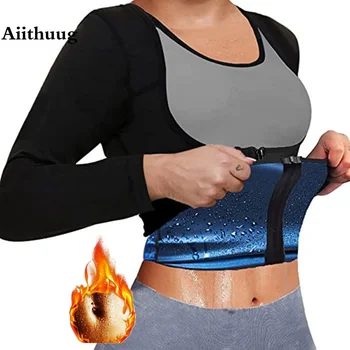 Aiithuug 허리 트레이너 몸 셰이퍼 셔츠에는 사우나 맞 5XL 체육관이 정상 5 회 땀을 체중을 줄이는 뚱뚱한 화상 핫 스웨트 셔츠 Shapewear