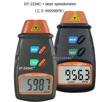 DT2234C+휴대용 LCD 디지털 미니 비접촉 레이저 사진 속도계백 RPM 속도 측정 미터 속도계 도구