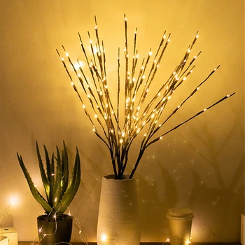 LED 버드 나무 지점 빛 꽃 빛 20 구 키가 큰 꽃병 충전물 버드나무 나뭇가지 조명이 결혼식 크리스마스 장식점 램프
