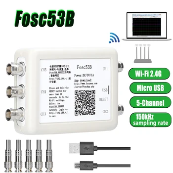 Fosc53B 무선 WiFi5 채널 USB 휴대용 오실로스코프에 데이터를 저장을 획득 기록병 자동차 유지 보수 유틸리티 도구