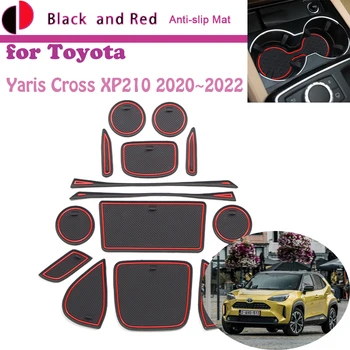 자동차 고무 문 Groove 매트 Toyota Yaris 크로스 XP210 2020 년~2023 2022 컵 쿠션 게이트 슬롯 Coaster 먼지-증거 패드 액세서리