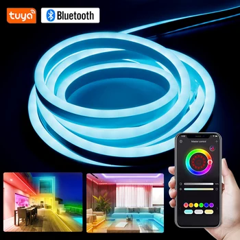 Tuya 스마트 WiFi220V RGB LED 네온 스트립 빛 1500W750W 가동 가능한 리본 테이프 EU 리모컨/블루투스 응용 프로그램 음성 제어 알렉사