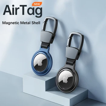 2021 에 대한 새로운 AirTag 금속 케이스 Protecto 가진 금속 키체인 자기 내진성 반대로 찰상을 가을 보호하는 포탄 덮개를 위한 AirTag