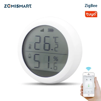 Zemismart Tuya Zigbee 온도 및 습도 센서 LCD 스크린 전시로 실시간 모니터링 스마트 홈 지능적 결합