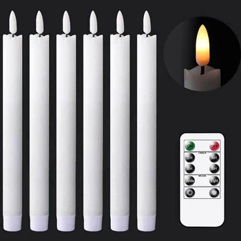 6pcs LED 불꽃 없는 테이퍼 촛불 10 인치 운영하는 건전지 깜박이 촛대 전기 촛불 램프는 결혼식을 위한 가정 장식