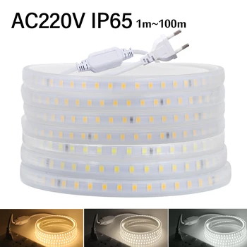 220V2835 의 LED 지구 빛 방수 LED 테이프 높은 밝은 120LEDs/m EU 가동 가능한 주방 옥외 정원 LED 빛
